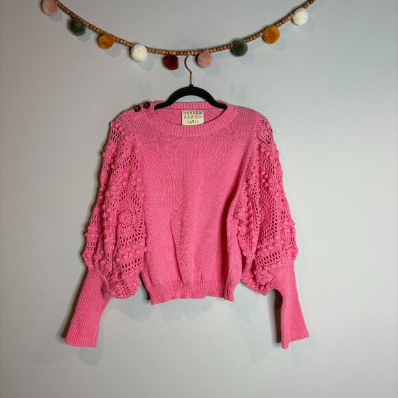 Stella Pardo Paris Pink Crochet-Sleeved Sweater - Picture 3 of 7